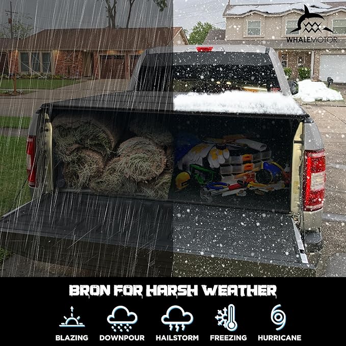 Hard Folding Truck Bed Tonneau Cover Compatible with Chevy Silverado & GMC Sierra 1500(2007-2025) 2500 3500 HD(2007-2019) 6.6 ft Standard Box(NO CarbonPro Bed), Tri Fold Style