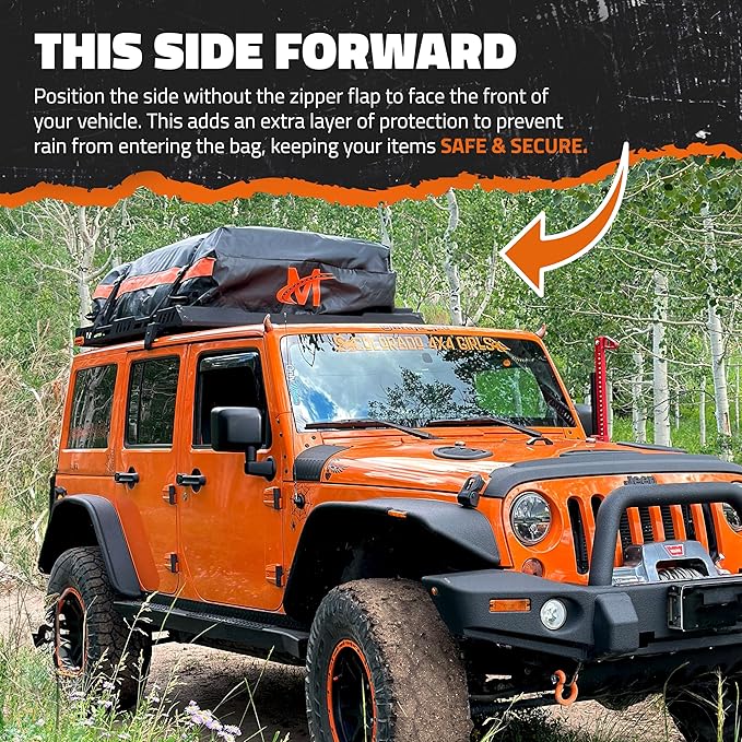 Mockins 30 Cu.Ft. All-Weather Rooftop Cargo Carrier Bag | 60"x43"x20" Soft-Shell Vinyl Car Top Carrier Without Roof Rack | Roof Cargo Bag for Top of Car, SUV, Truck & Large Vehicles w/Accessories