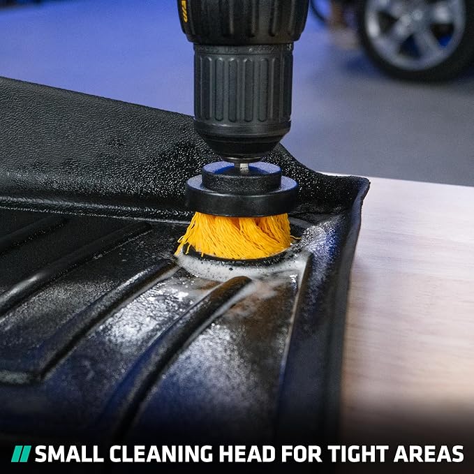 VIKING Drill Powered Carpet Cleaning Brushes for Car, Interior Cleaning Brush, Black and Yellow, 2 Pack