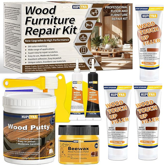 Wood Repair Kit, Wood Furniture Repair Kit, Wood Filler, Wood Putty and Beeswax- Repair Stains, Scratch, Cracks, Hole, Discoloration for Wooden Door, Table, Cabinet, Bed, Floor (Brown Series)