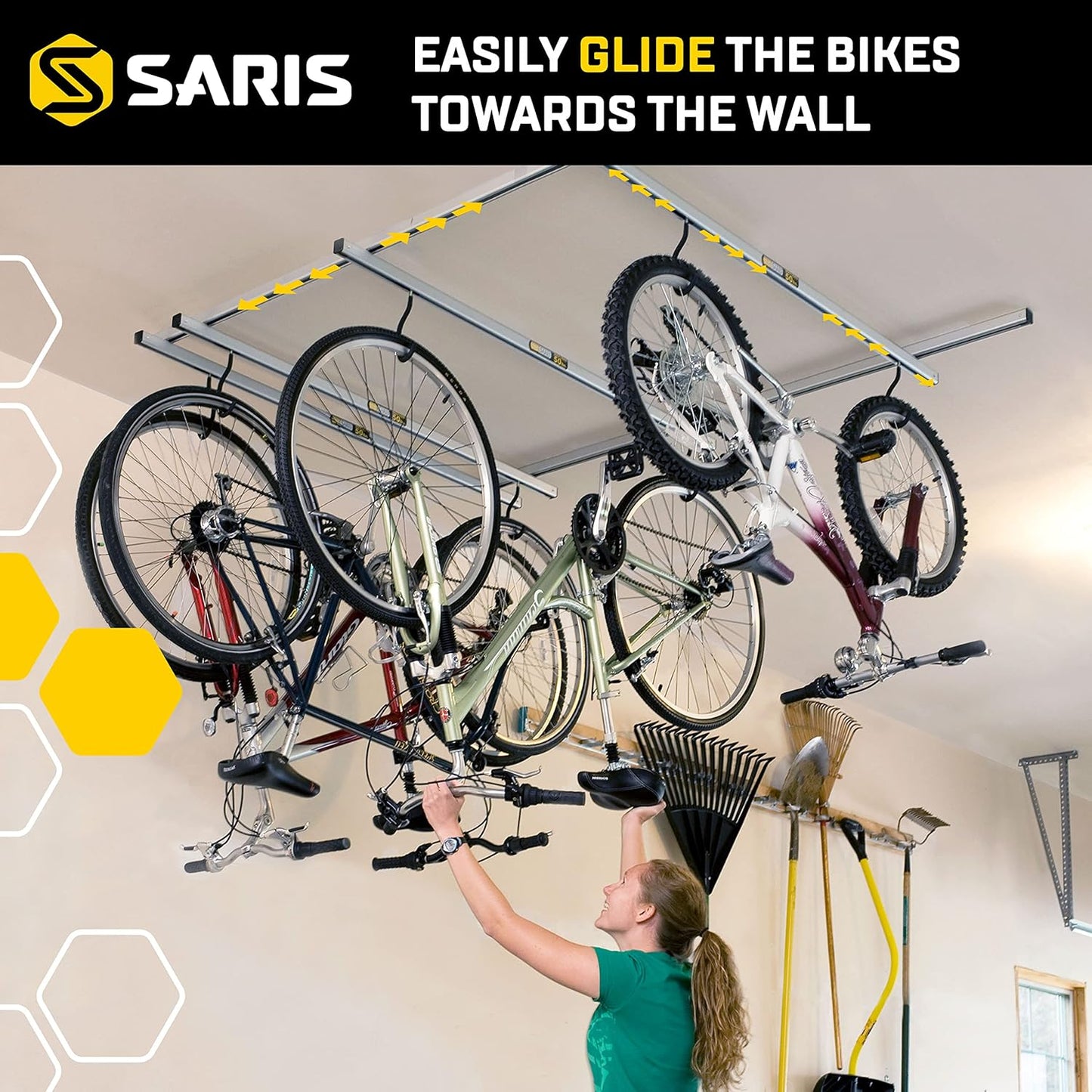 Saris Bike Storage, Cycle Glide Home Bicycle Parking, Ceiling Rack and Add-on-Kit