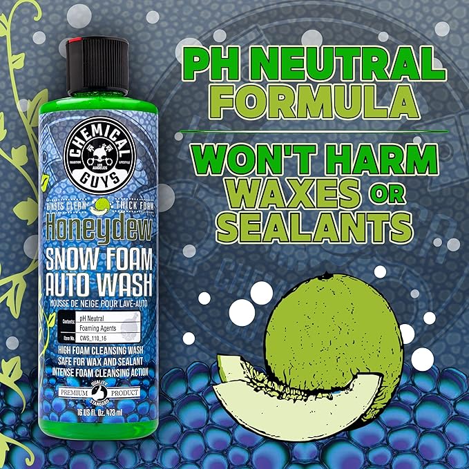 Chemical Guys Honeydew Snow Foam Car Wash Soap - Works with Foam Cannons or Bucket Washes for Cars, Trucks, Motorcycles, RVs, and More, Super Suds, Honeydew Scent - 64 oz (Half Gallon)