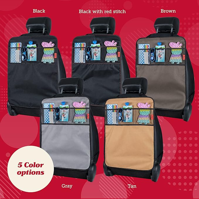 Lusso Gear Seat Back Protector for Kids - 2 Pack, Black, 3 Mesh Pockets - Back Seat Cover & Organizer with Waterproof, Machine Washable Oxford Material