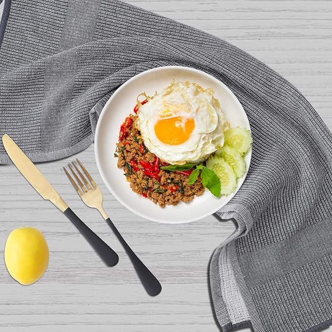 Homaxy Premium Kitchen Towels(18”x 28”, 6 Pack), Large Cotton Kitchen Hand Towels, Flat and Terry Dish Towels, 380 GSM Highly Absorbent Tea Towel Set with Hanging Loop, Multicolor