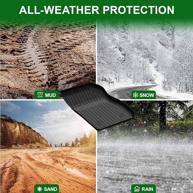 Floor Mats Fit for 2021-2025 2026 Buick Envision, TPE All Weather Protection Front & 2nd Row Black Car Liners & Door Sill Guards SUV Accessories