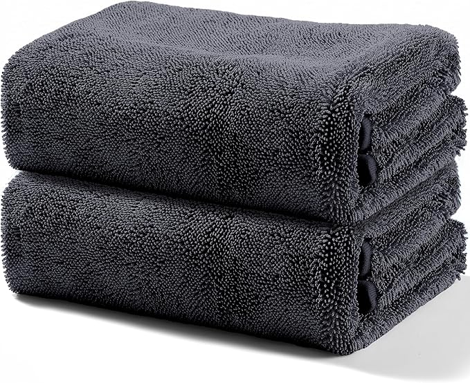 JOYMOOP Microfiber Towels for Cars, 2 Pack 63" x 29.5" Car Drying Towel, Dark Gray Reusable Car Towel, Quick Drying Car Microfiber Cleaning Cloth for RVs, SUVs, Trucks