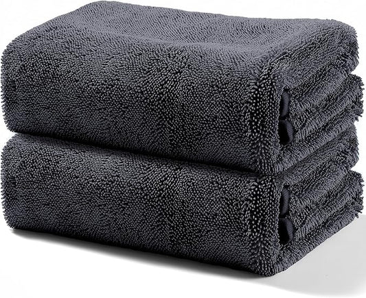 JOYMOOP Microfiber Towels for Cars, 2 Pack 63" x 29.5" Car Drying Towel, Dark Gray Reusable Car Towel, Quick Drying Car Microfiber Cleaning Cloth for RVs, SUVs, Trucks