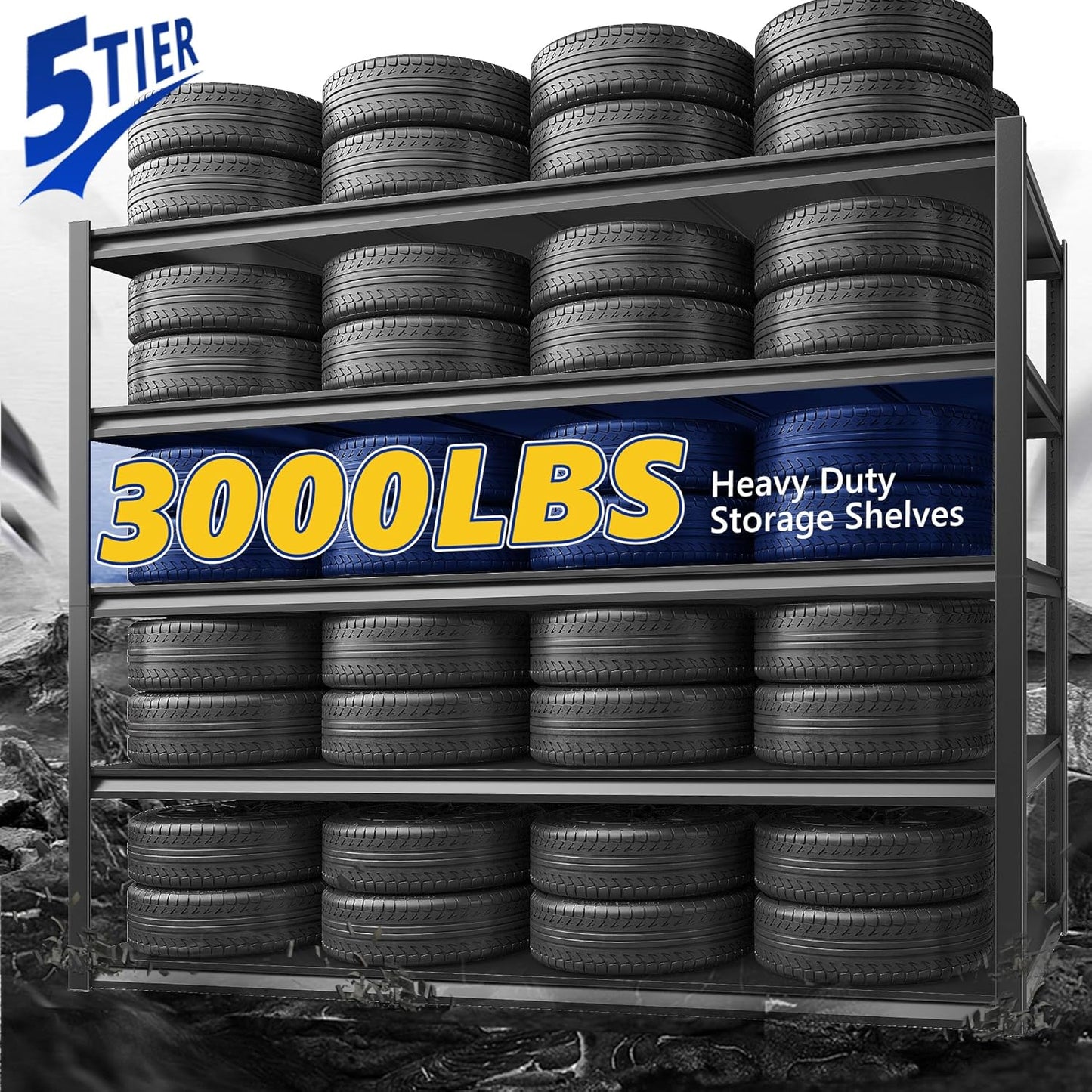 REIBII Garage Shelving 48.2" W Storage Shelves 3000LBS Metal Shelving Heavy Duty Adjustable Metal Shelf Industrial Pantry Shelves for Basement Garage Warehouse 72.2" H x 24.2" D x 48.2" W, 3 Pack