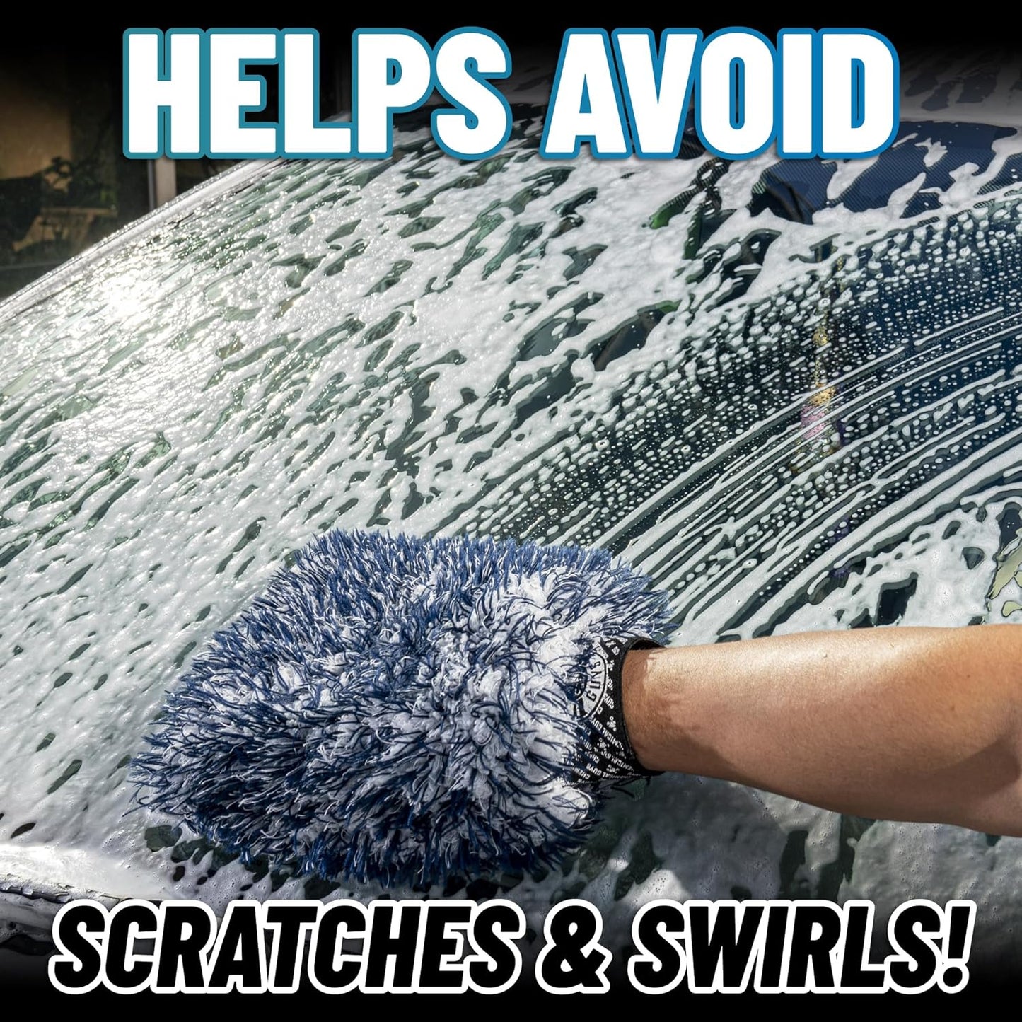 Chemical Guys, The Dually, Dual-Fiber, Wet-Dry Use, Microfiber Wash Mitt, (Car Wash Mitt Great for Car, Truck, SUV, RV, & More) Dark Blue + White, (2 Pack) MIC51702