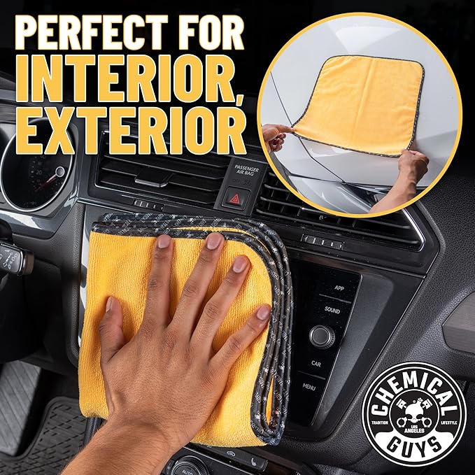 Chemical Guys Professional Grade Premium Microfiber Towels - Gold, 16" x 16", Ultra-Soft and Scratch-Free Car Detailing Cloths for Cars, Trucks, Motorcycles, and More - 3 Pack