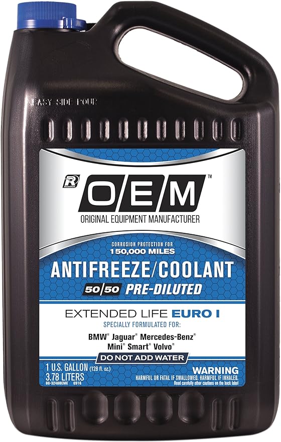 OEM Recochem European Vehicles Premium Antifreeze 50/50 Extended Life Coolant - Euro I Blue 1 Gallon, 1 Pack