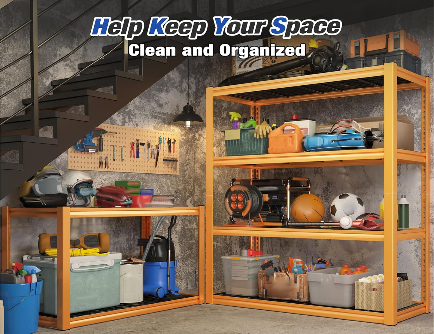 REIBII 40" W Garage Shelving Heavy Duty Metal Shelving 2200LBS Storage Shelves 4 Tier Garage Shelves Adjustable Metal Shelf for Warehouse Basement Pantry Kitchen, 3 Pack