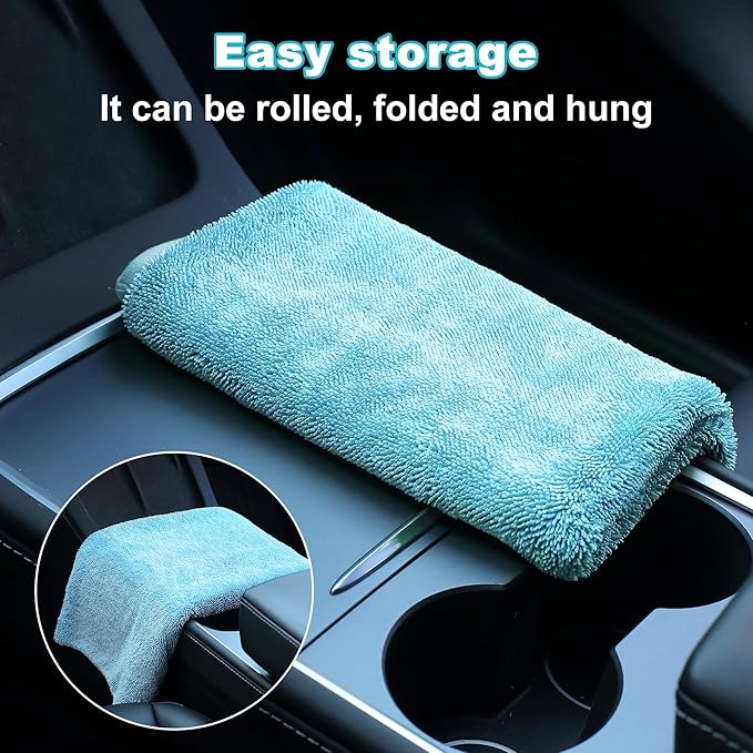 JOYMOOP Microfiber Towels for Cars, 3 Pack 35.4" x 23.6" Car Drying Towel, Blue Reusable Car Towel, Quick Drying Car Microfiber Cleaning Cloth for RVs, SUVs, Trucks