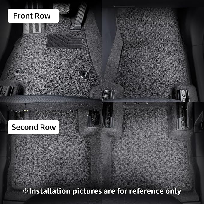 EKR Custom Fit Carpet Floor Mats for Toyota RAV4 2019-2024 2025 (Not for Hybrid)，0.3 Inch Thickness Rugs, Premium All Weather Anti-Slip Waterproof Floor Liners (Black Checkerboard)
