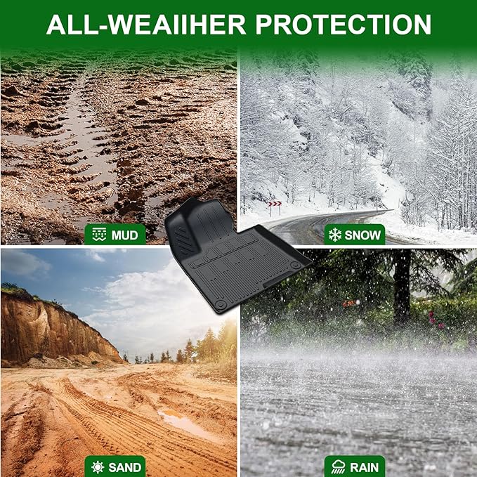 Floor Mats Custom Fit for Kia Sportage 2023 2024 2025 2026, TPE All Weather Protection Car mat Front & 2nd Row Black Automotive Liners & 4 Door Sill Guards Accessories