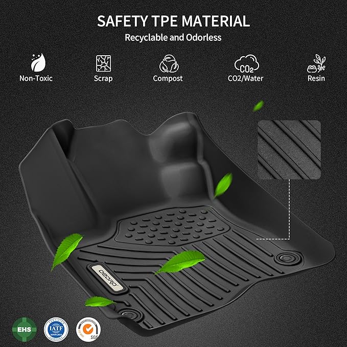 OEDRO Floor Mats Fit for 2021-2025 Ford Bronco Sport (Not for Bronco), TPE All-Weather Car Mats Includes 1st and 2nd Row: Front, Rear, Full Set Liners