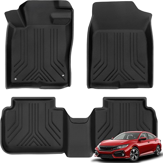 YITAMOTOR Floor Mats Compatible with 2022-2026 Honda Civic / 2023-2025 Acura Integra All Weather Car Liners 1st & 2nd Row Set (Not for Coupe Models), XPE Floor Liners Automotive Accessories, Black
