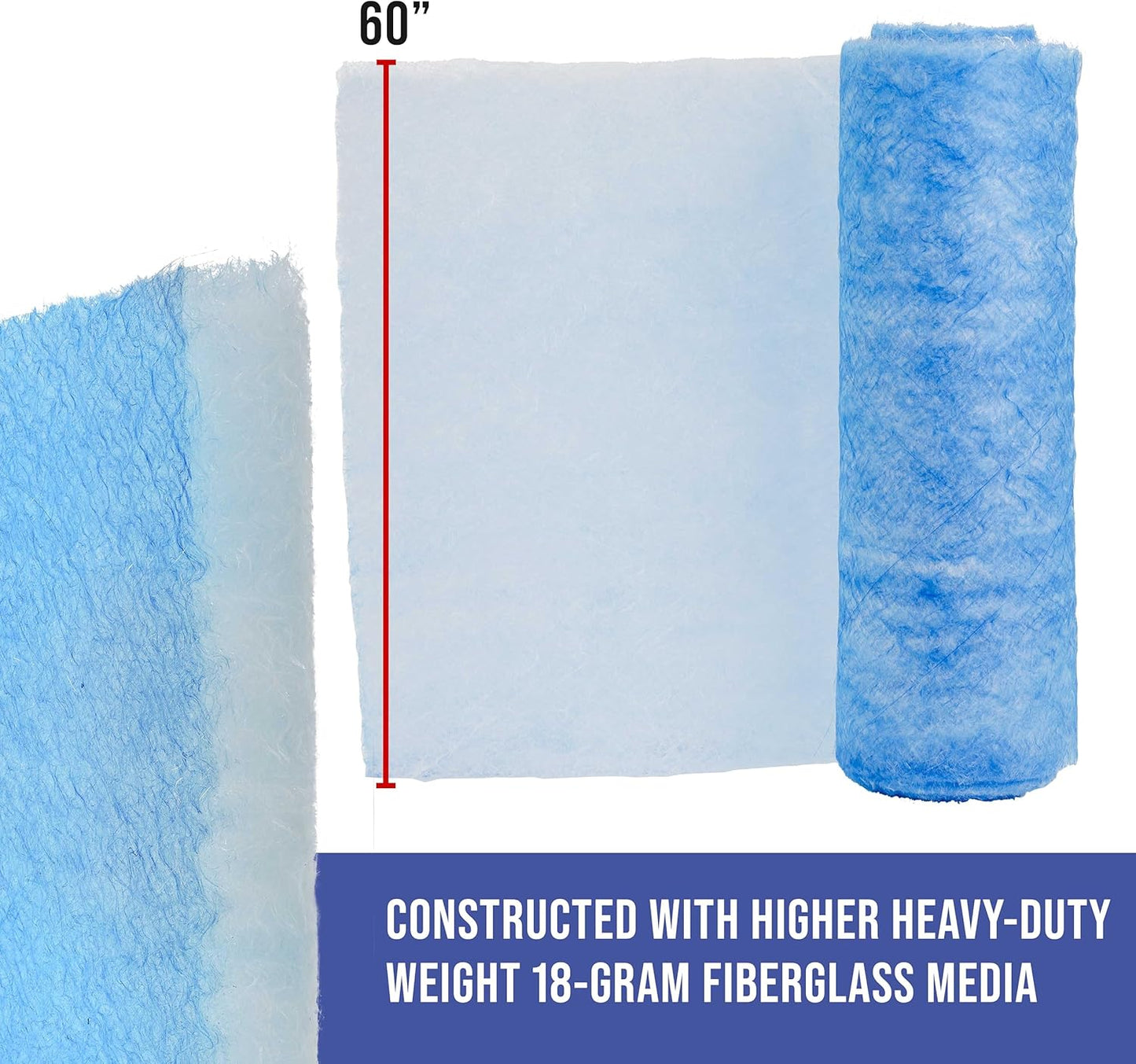 Master Airbrush Elite Paint Spray Booth Exhaust Filter Roll 60" x 100' - 18 Gram Heavy-Duty Fiberglass Paint Arrestor for Filtering Overspray Particles in Auto Body Shops & Refinish Booths