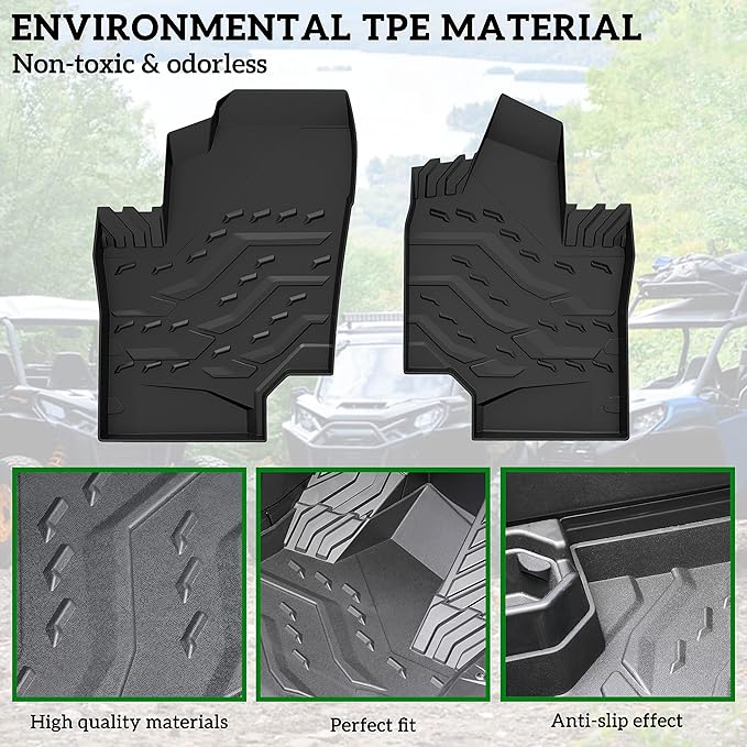 TPE Floor Mats for Can-Am Commander Trail Sport, Front Row Floor Liners All Weather Protection Slush Mats for Can Am Maverick Trail Sport 2018-2025 / Commander & Max 2021+ Accessories (2PCS)