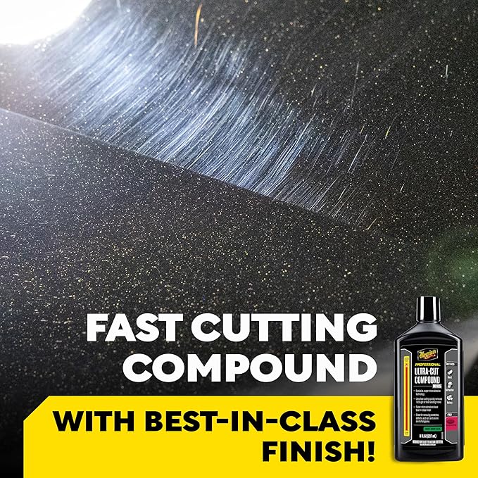 Meguiar's Mirror Glaze M105 Ultra-Cut Compound, Car Rubbing Compound for Removing Scratches and Heavy Swirls While Adding Shine, Safe and Effective on All Glossy Car Paint and Clear Coats, 8 oz