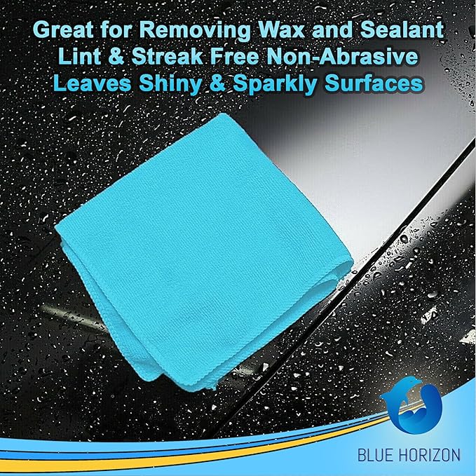 Large Microfiber Cleaning Towels, 36-Pack, Ultra Soft Plush Washcloth Rag, Professional Grade Premium Detailing Cleaning Cloths for Car, Household and Commercial (Sky Blue, 16" X 16")