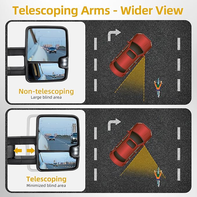 DWVO Towing Mirrors Compatible with Chevy/GMC 2003-2006 and 2007 Classic Model, Tow Mirrors for 2003-2007 Silverado Sierra 1500 2500 3500, Automotive Exterior Mirrors with Heated Power Turn Signal