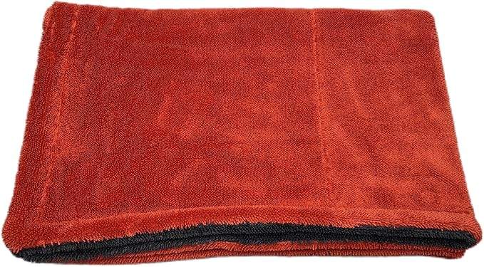 SOFTBATFY 1200 GSM 36" x 24"Dual Sided Microfiber Car Cleaning Drying Towel with Twist Pile, Super Absorbent, Scratch-Free, Machine Washable(Red-Grey)