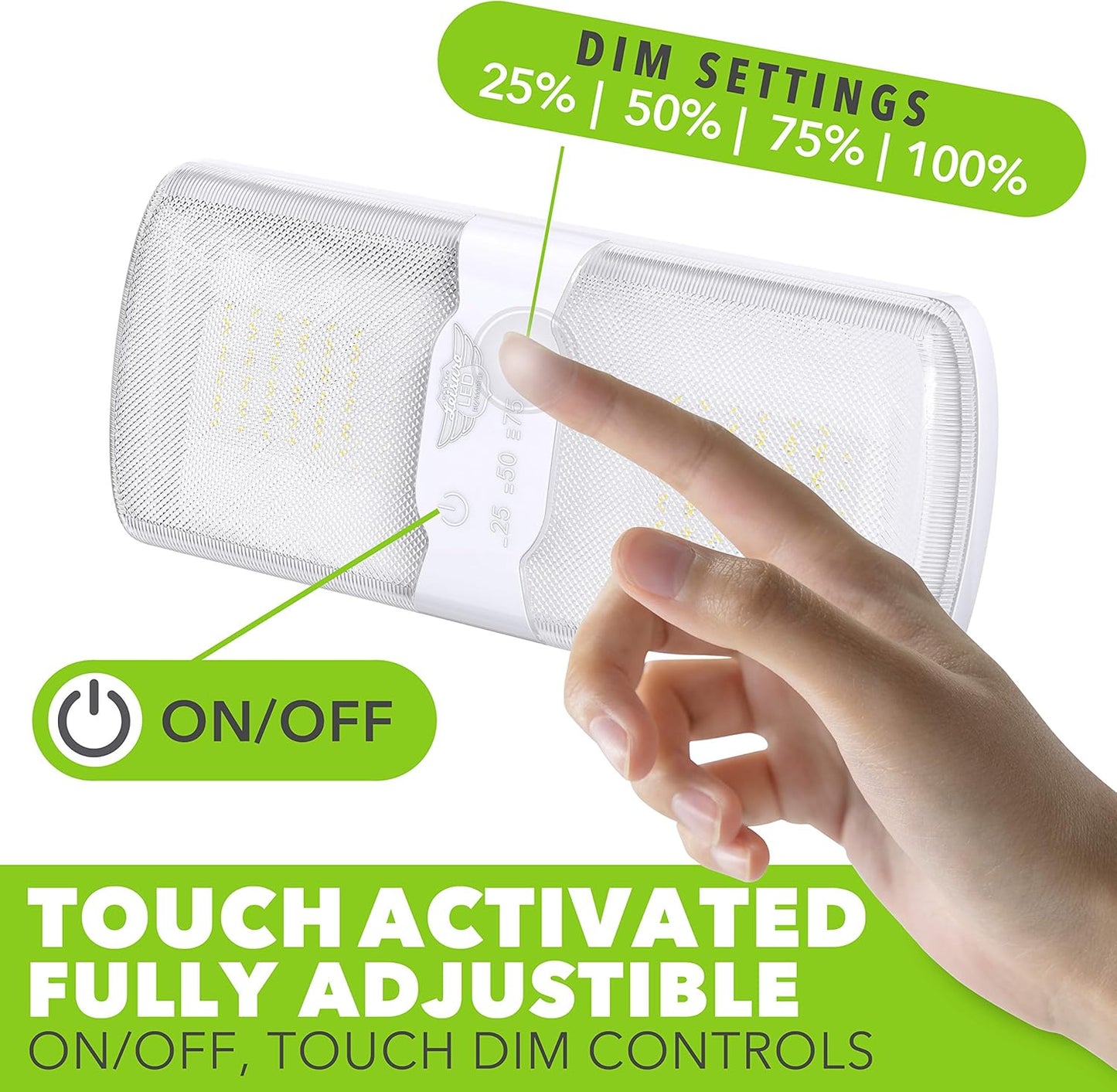 Leisure LED 5-Pack RV LED Ceiling Double Dome Light Fixture with Built in Dimmer Interior Lighting for Car/RV/Trailer/Camper/Boat 12V Natural White 4000-4500K 620 Lumen (5-Pack)