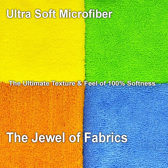 Microfiber Cleaning Cloths - 36 Pack, 16x16 Reusable, Lint-Free, Highly Absorbent Towels for Home, Kitchen, Car Detailing & Windows - Soft, Durable, Washable Cleaning Rags (Mix Color, 16" x 16")