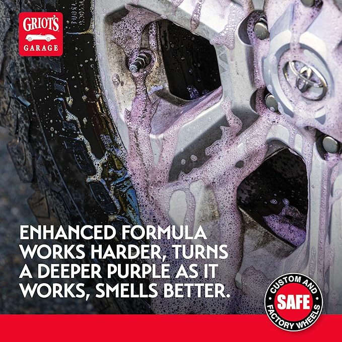 Griot's Garage Heavy-Duty Wheel Cleaner for All Wheel Finishes, Breaks Down and Removes Stubborn Brake Dust and Grime, PH Balanced, Non-Acidic, 10973, 22oz