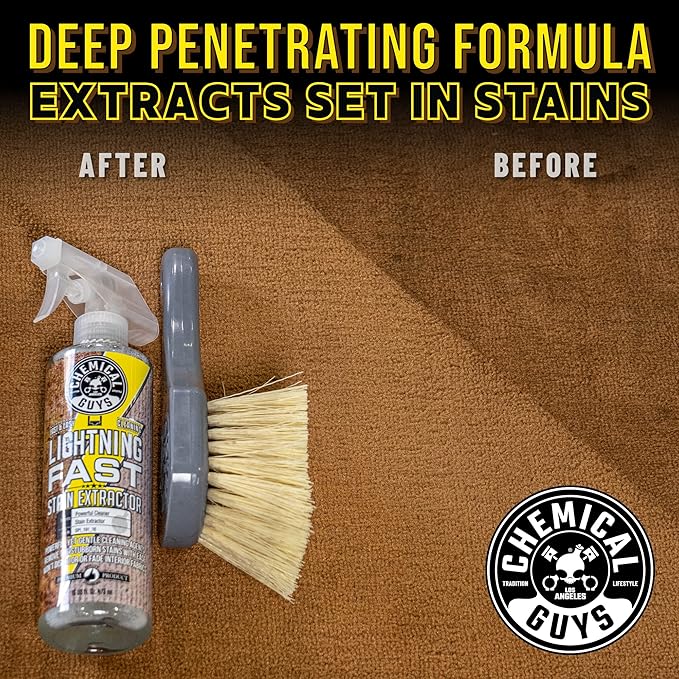 Chemical Guys Lightning Fast Carpet and Upholstery Stain Extractor - Fabric, Upholstery, and Carpet Cleaner, Safe for Cars, Home, Office, Furniture, and More, Fresh Scent - 16 oz