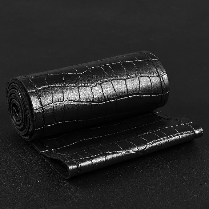 Universal Auto Steering Wheel Cover with Top Genuine Leather and Anti-Slip Design, Soft Padding, Heavy Duty