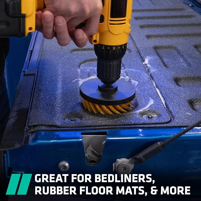 VIKING Drill Powered Carpet Cleaning Brushes for Car, Interior Cleaning Brush, Black and Yellow, 2 Pack