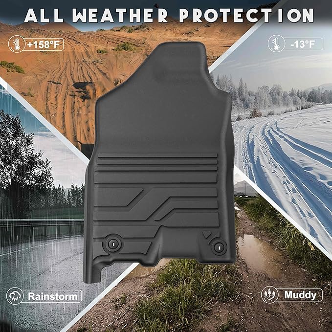 KARPAL Floor Mats for Ram 1500/2500/3500 Crew Cab 2013-2018, 1500 Classic Crew Cab 2019-2024(NOT New Body Style), TPE All-Weather Floor Liners 1st & 2nd Row Car Mats, Ram Accessories