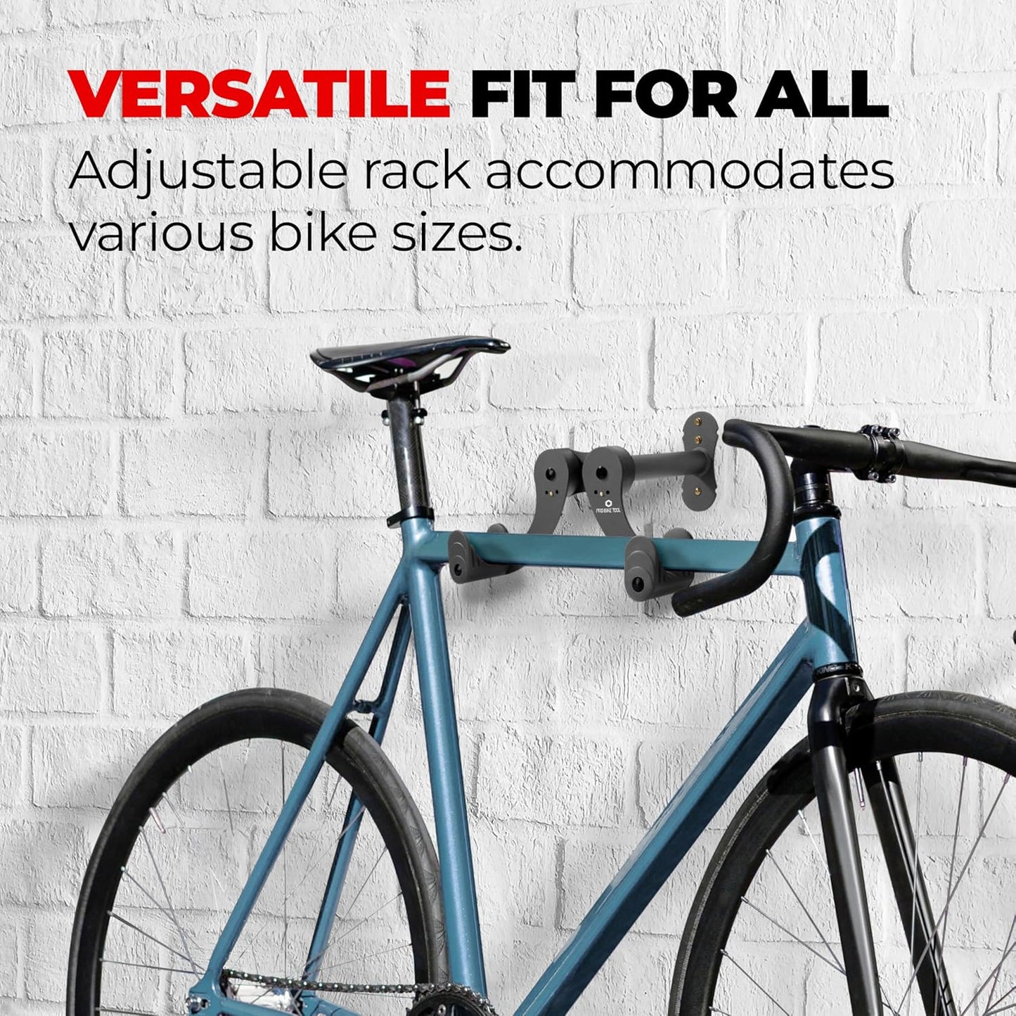 PRO BIKE TOOL Bike Rack Garage Wall Mount - Durable Alloy Bicycle Storage System with Adjustable Bike Hook Hanger for Indoor Use - Ideal for Road, MTB, and Hybrid Bikes - Holds Up to 48.5 lbs, Black