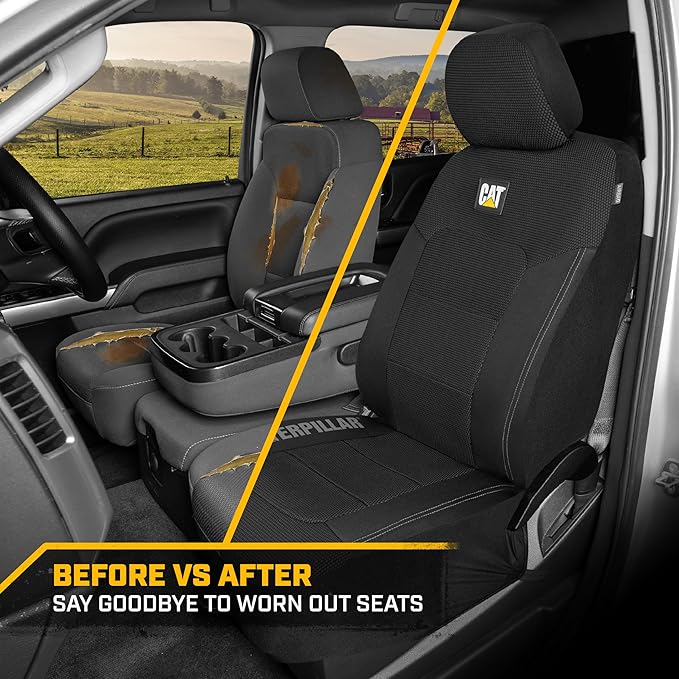 Cat® MeshFlex Automotive Seat Covers for Cars Trucks and SUVs (Set of 2) – Black Car Seat Covers for Front Seats, Truck Seat Protectors with Comfortable Mesh Back, Auto Interior Covers