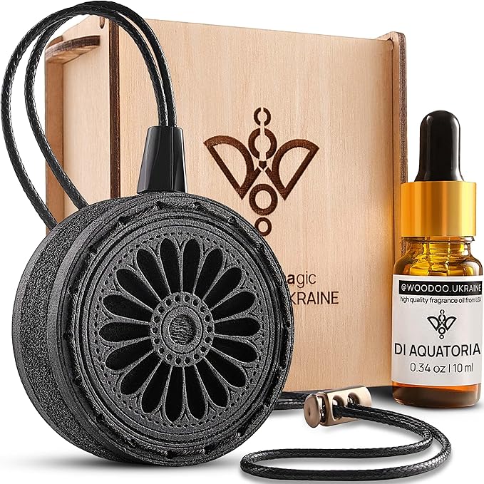 Wood Car Air Freshener — Handmade Air Freshener — Best Wheels Aromatherapy Fragrance Oil Diffuser in Wooden Gift Box — Ready To Gift Set with diAquatoria Fragrance Oil - 10 ml