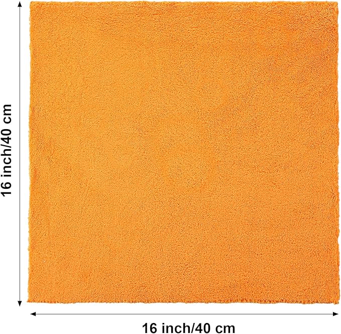 Shimeyao 30 Pcs Edgeless Microfiber Plush Towels for Cars Detailing Drying Wash Polishing Absorbent Cleaning Cloths, 500 GSM, 16 x 16 Inch(16 x 16 Inch,Orange,30 Pcs)