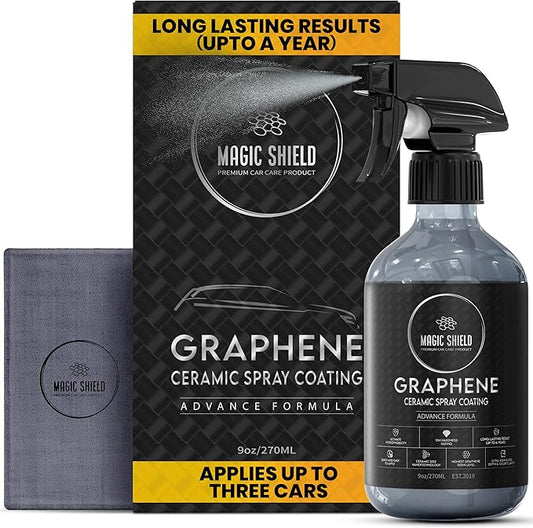 Graphene Ceramic Spray Coating - LAST SO LONG! Quick & Easy for Cars, Motorcycles, Boats & More - Professional-Grade Sealant for Maximum Gloss & Shine - Waterless Wash & Wax - 9oz Bottle