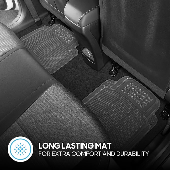 BDK 4-Piece Rubber Transparent Clear Floor Mats Heavy Duty for Front & Rear Car Truck Van SUV, All Weather Protection, Universal Fit