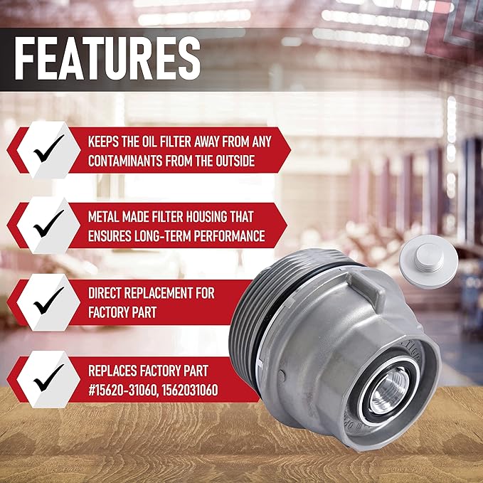 Engine Oil Filter Cap Assembly - Replaces 15620-31060, 917-016, 15643-31050, 1564331050 - Compatible with Toyota, Lexus, Scion Vehicles - 2005-2021 - Avalon, Camry, Highlander, RAV4, Sienna, Venza