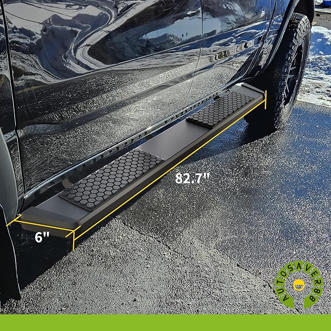 AUTOSAVER88 6 Inches Running Boards Compatible with 2019-2025 Ram 1500 New Body Crew Cab, Stainless Steel Side Steps Black Powder Coated Nerf Bars
