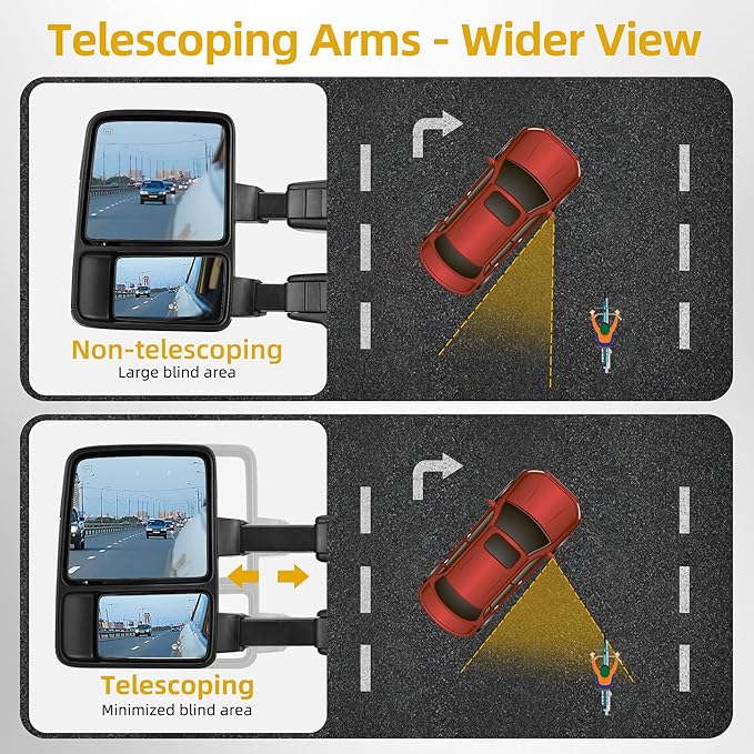 DWVO Towing Mirror fit 1999 2000 2001 2002 2003 2004 2005 2006 2007 F250/F350/F450/F550 Super Duty, 01-05 Excursion, Left Driver Side Mirror Tow Mirror with Power Adjusted Heated