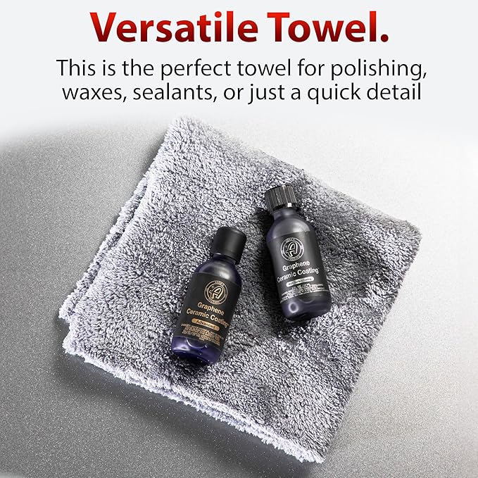 Adam's Borderless Grey Microfiber Towel (1pk) - Premium Ultra Soft Car Detailng Towel Cloths, 480gsm - Safe for Car Wash, Home Cleaning & Pet Drying Cloths (16 Inch x 16 Inch)