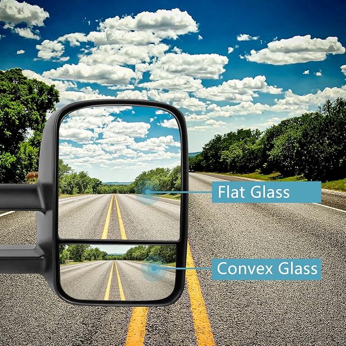 AERDM New Pair Towing Mirrors Manual Operated Textured Black Telescoping Trailer Side Mirrors Fit Chevy/GMC/Cadillac Silverado Sierra Avalanche Suburban Tahoe Yukon XL Escalade EXT ESV