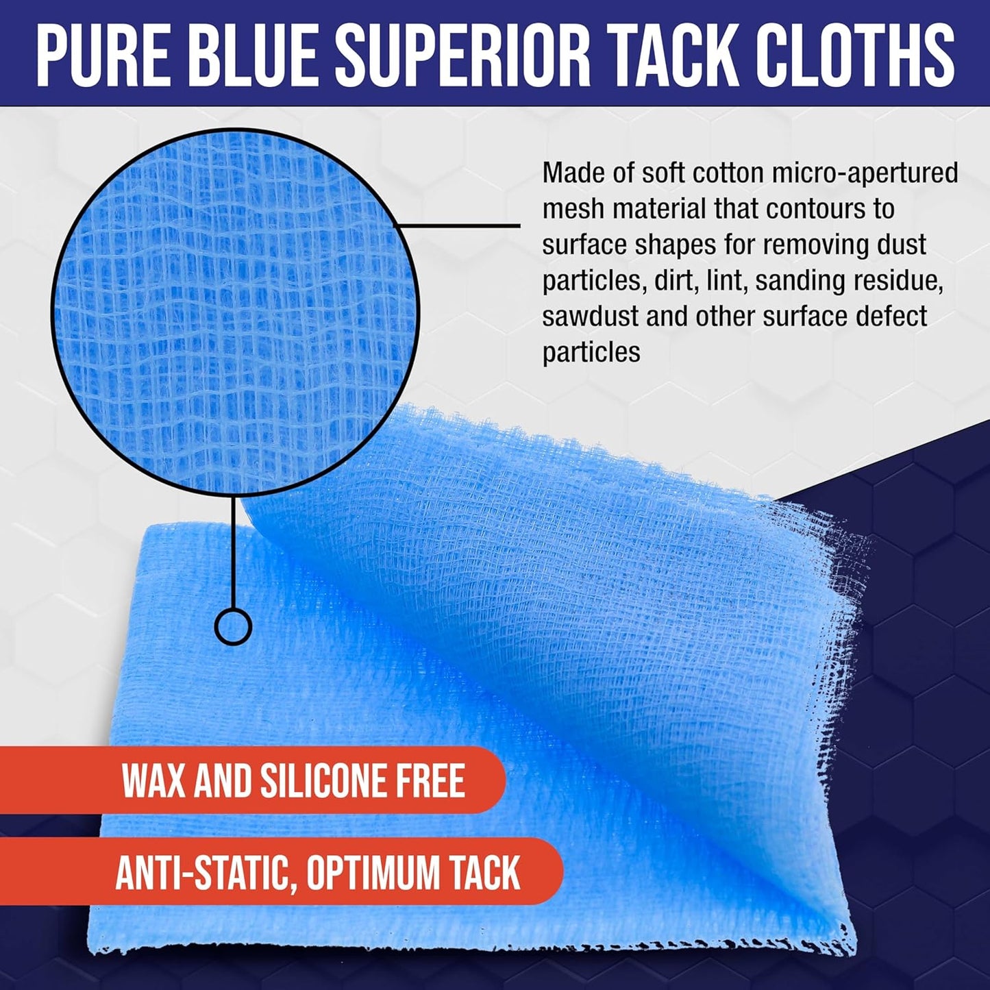 TCP Global - Pure Blue Superior Tack Cloths - Tack Rags (Box of 36) - Automotive Car Painters Professional Grade - Removes Dust, Sanding Particles, Cleans Surfaces - Wax and Silicone Free, Anti-Static