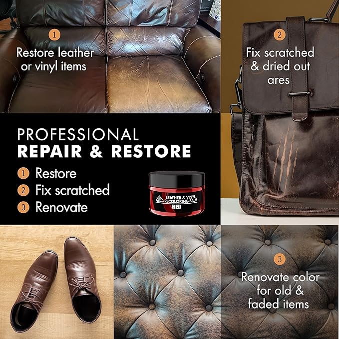 Leather Recoloring Balm, Color Restorer, Scratch Remover, Couch Paint and Repair, Leather Balm for Couches