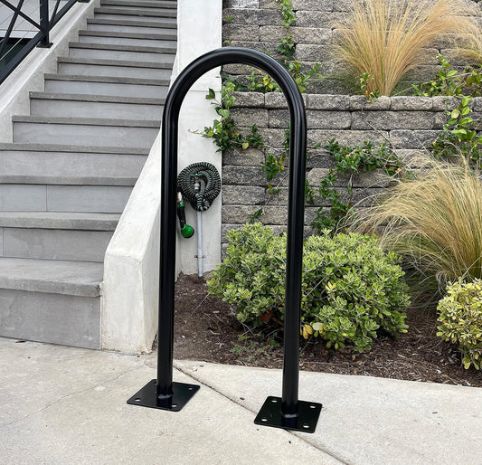 Sandbaggy In Ground Bike Rack | U Shaped, Commercial, Outdoor, 1 Loop, Galvanized Steel | Black, 14.5" x 34" (2)