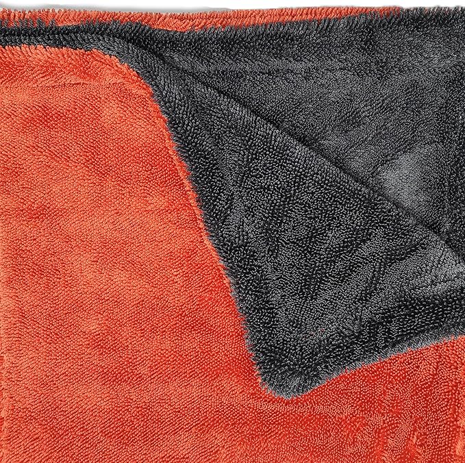 SOFTBATFY 1200 GSM 36" x 24"Dual Sided Microfiber Car Cleaning Drying Towel with Twist Pile, Super Absorbent, Scratch-Free, Machine Washable(Red-Grey)