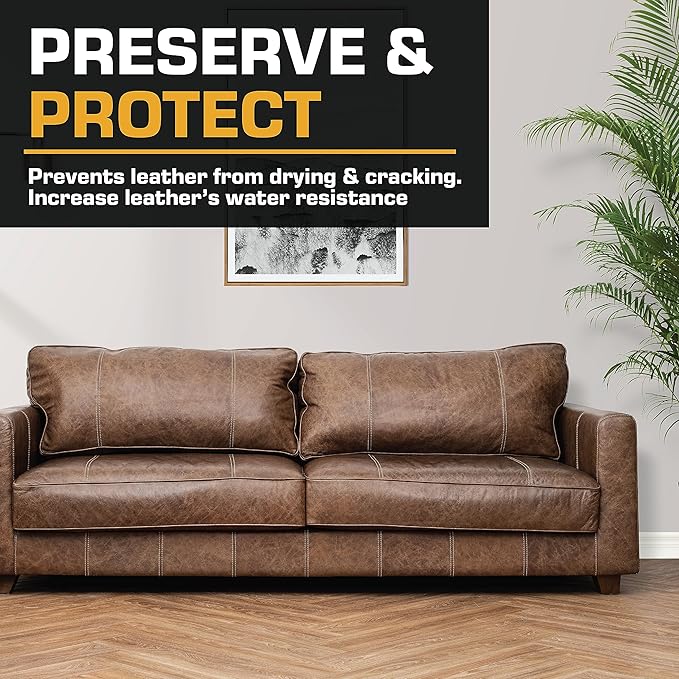 FORTIVO Leather Recoloring Balm with Mink Oil, Couch Repair Kit, Leather Dye and Restorer for Furniture - Light Tan